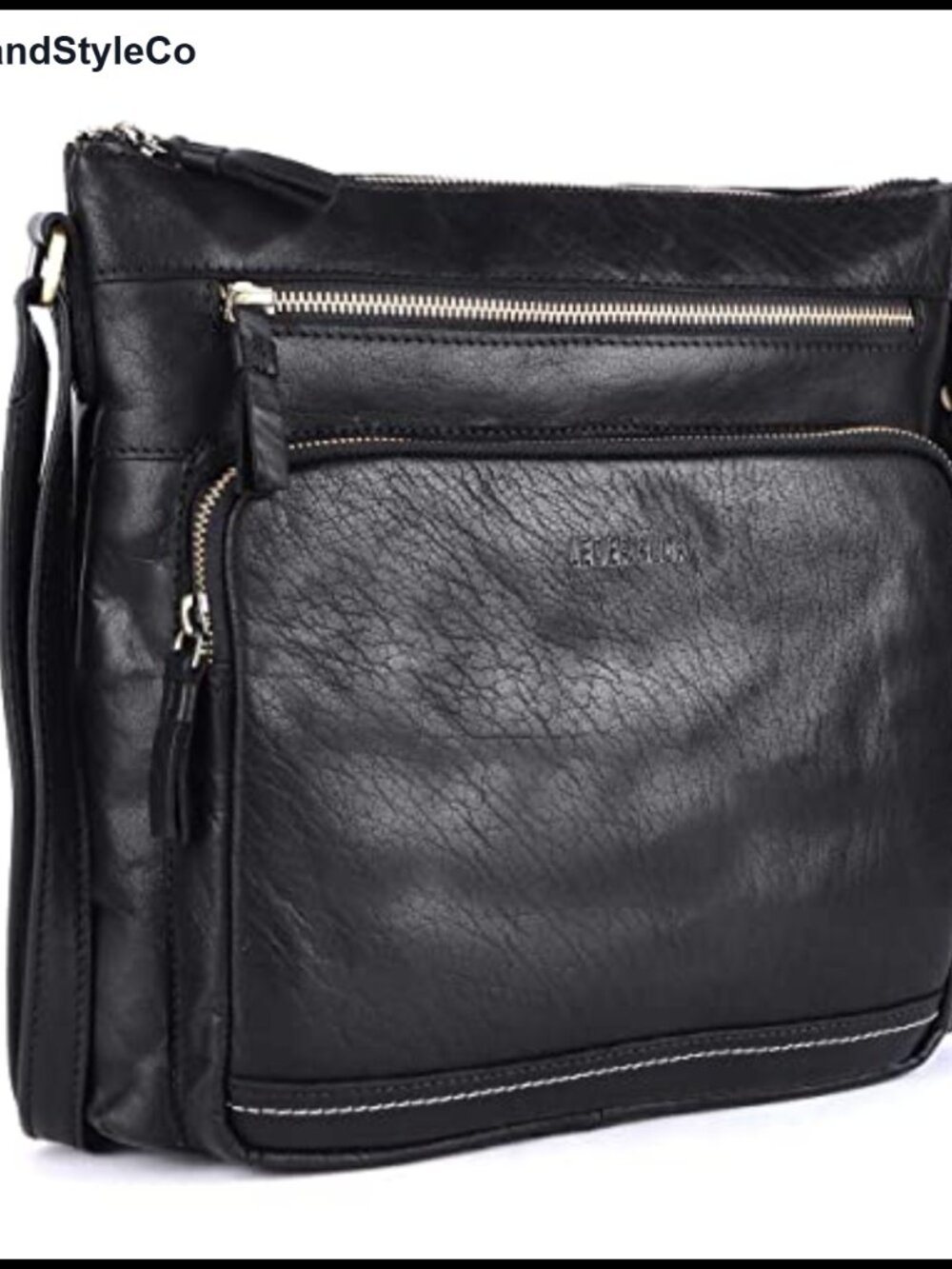 Genuine Leather Extra Large Crossbody Bag Triple Zip Shoulder Purse Travel